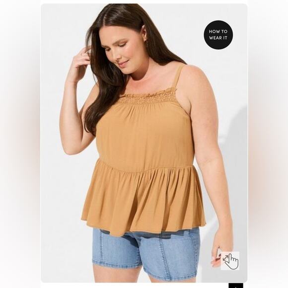 Torrid Washable Crinkle Gauze Sleeveless Crochet Tank Women's Size Large - Picture 4 of 4